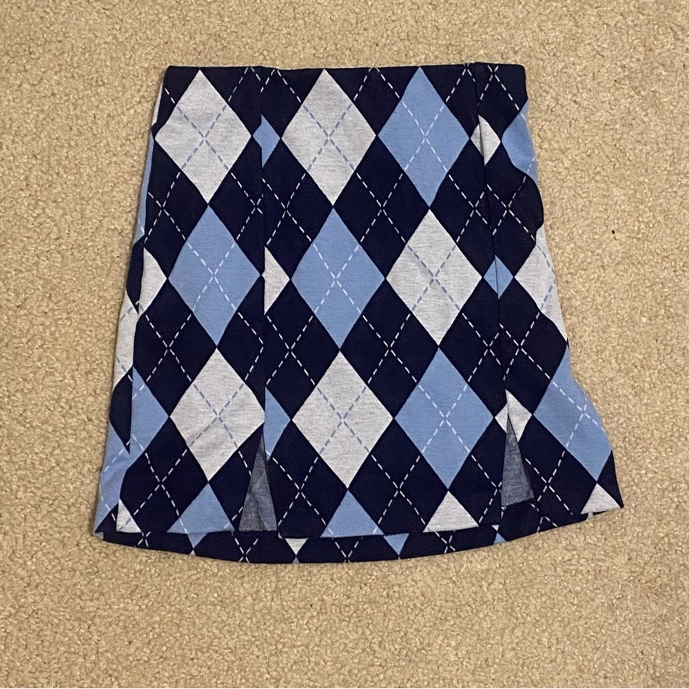 H&M Blue Argyle Mini Skirt